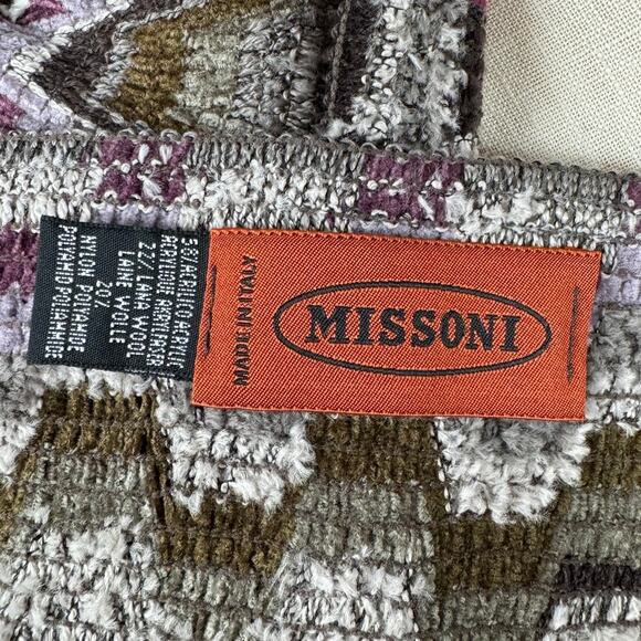 Vintage Missoni Scarf, Wool Blend, Purple Geometric Zigzag, Fringe, Italy, NWOT - Picture 7 of 8